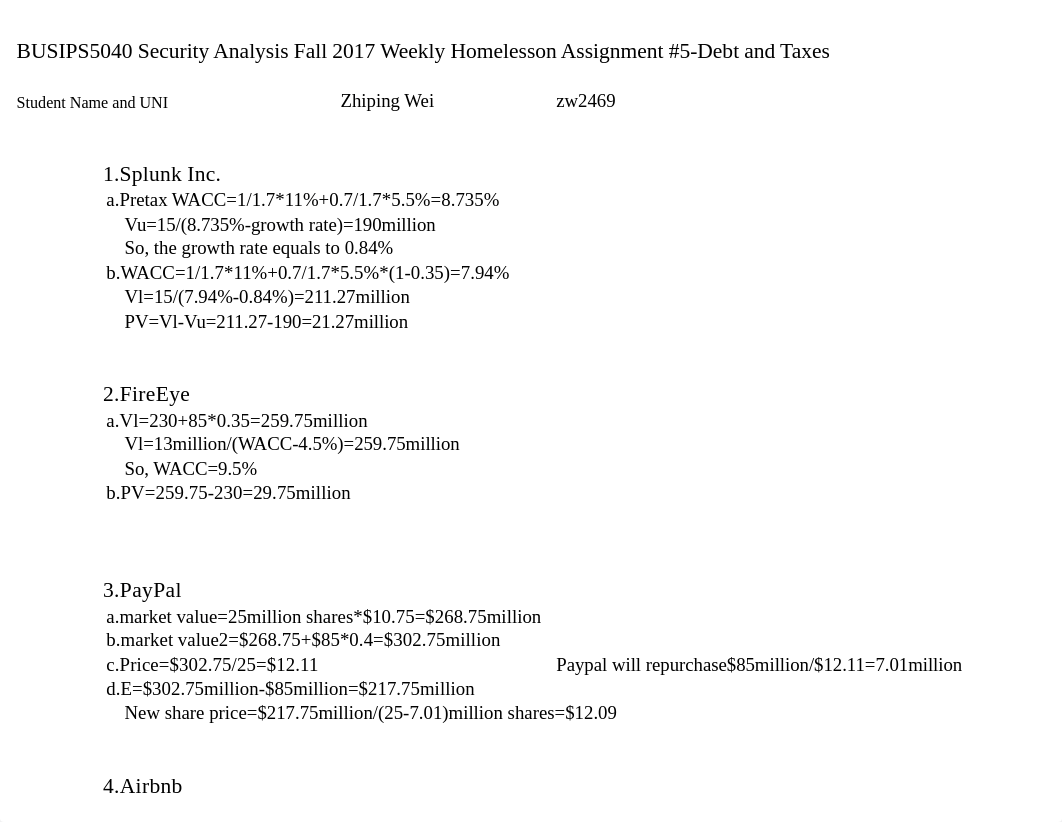 BUSIPS5040 SECURITY ANALYSIS WEEKLY HOMELESSON ASSIGNMENT #5 DEBT AND TAXES WORKSHEET.xlsx_dwbo7amny9p_page1