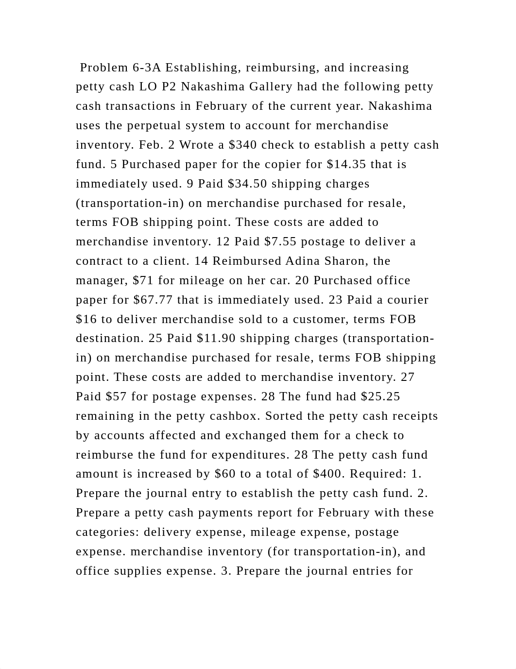 Problem 6-3A Establishing, reimbursing, and increasing petty cash LO .docx_dwc2u9dvq94_page2