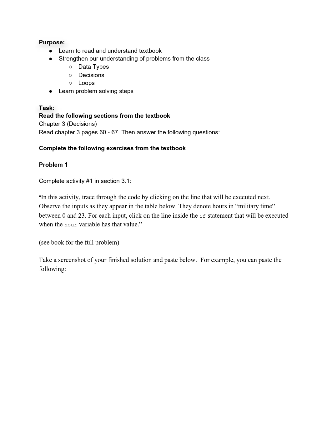 Copy of CST 231 - Weekend Booklet #2 - Data Types, Decisions, Loops.pdf_dwcb6daw0sz_page1