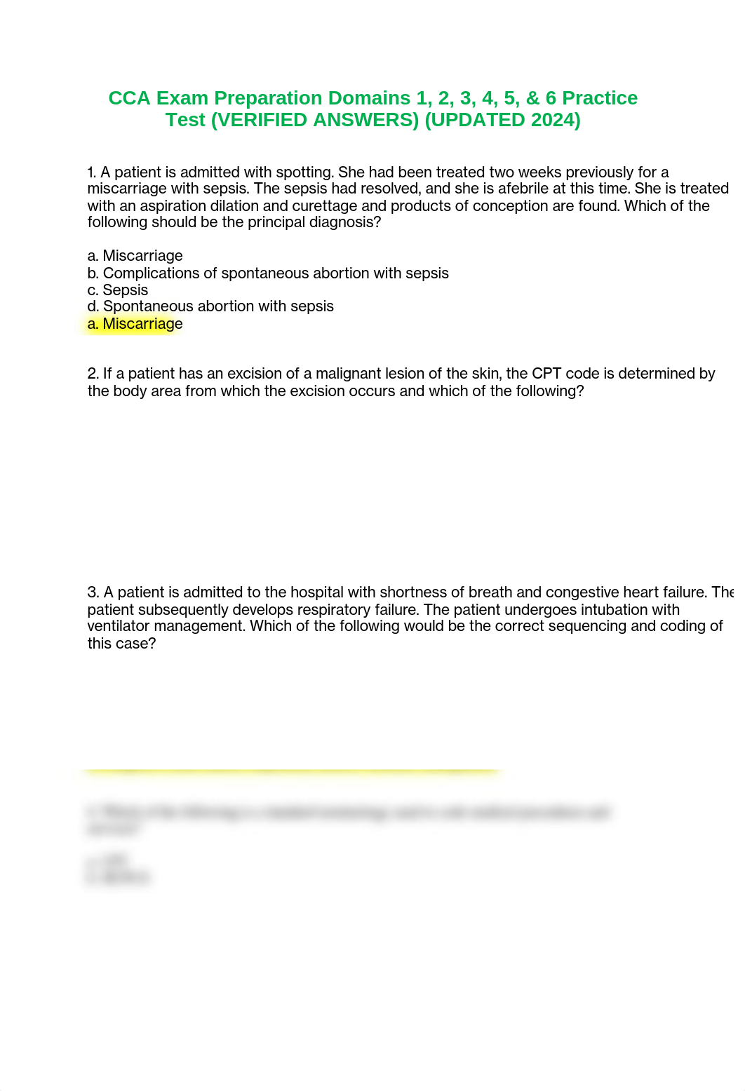 CCA Exam Preparation Domains 1, 2, 3, 4, 5, & 6 Practice Test (VERIFIED ANSWERS) (UPDATED 2024).pdf_dwcw3x8jpbe_page1