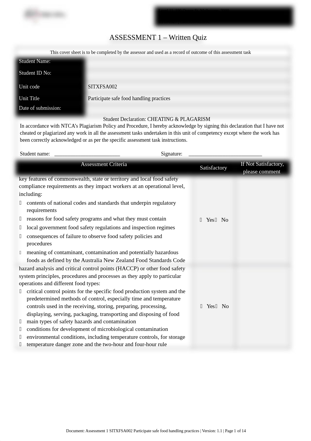 Assessment 1 SITXFSA002 Participate safe food handling practices.docx_dwdhv2ozg7k_page1