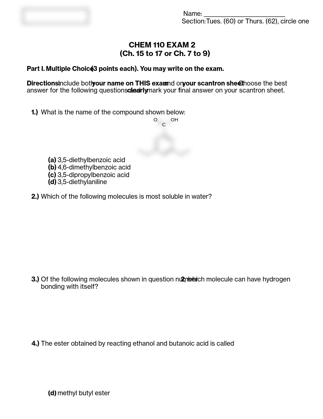 Exam 2 (Ch 15 to 17) CHEM 110 S13 KEY_dwein65nktz_page1