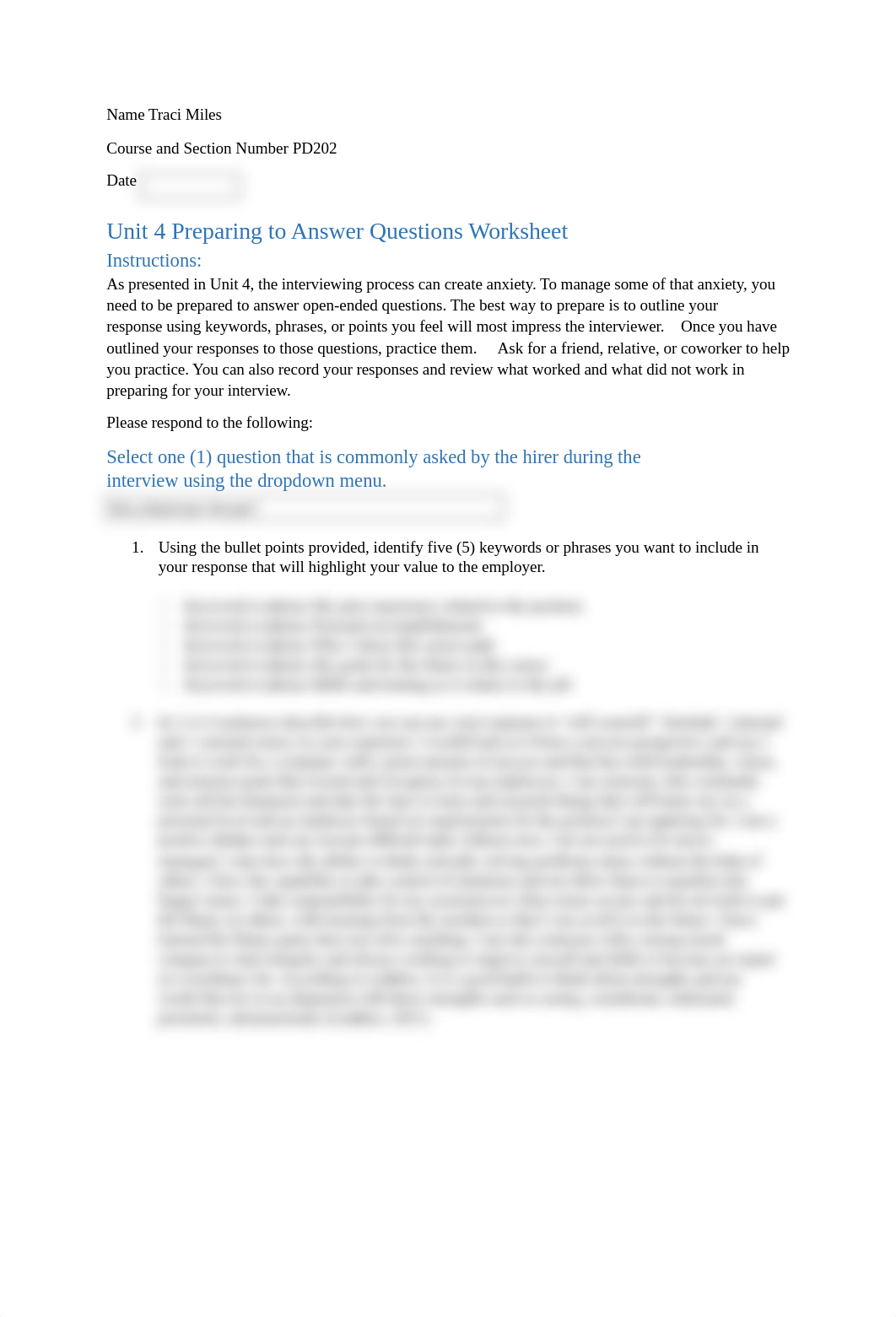 Traci Miles Week 4 Assignment PD202 Unit 4 Preparing to Answer Questions in an Interview.docx_dweqa2vqowz_page1