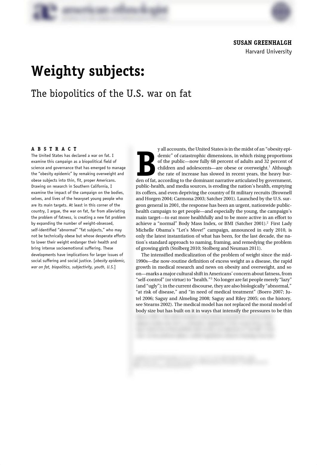 Greenhalgh Weighty Subjects Biopolotics of US War on Fat American Ethnologist.pdf_dwew041m716_page1