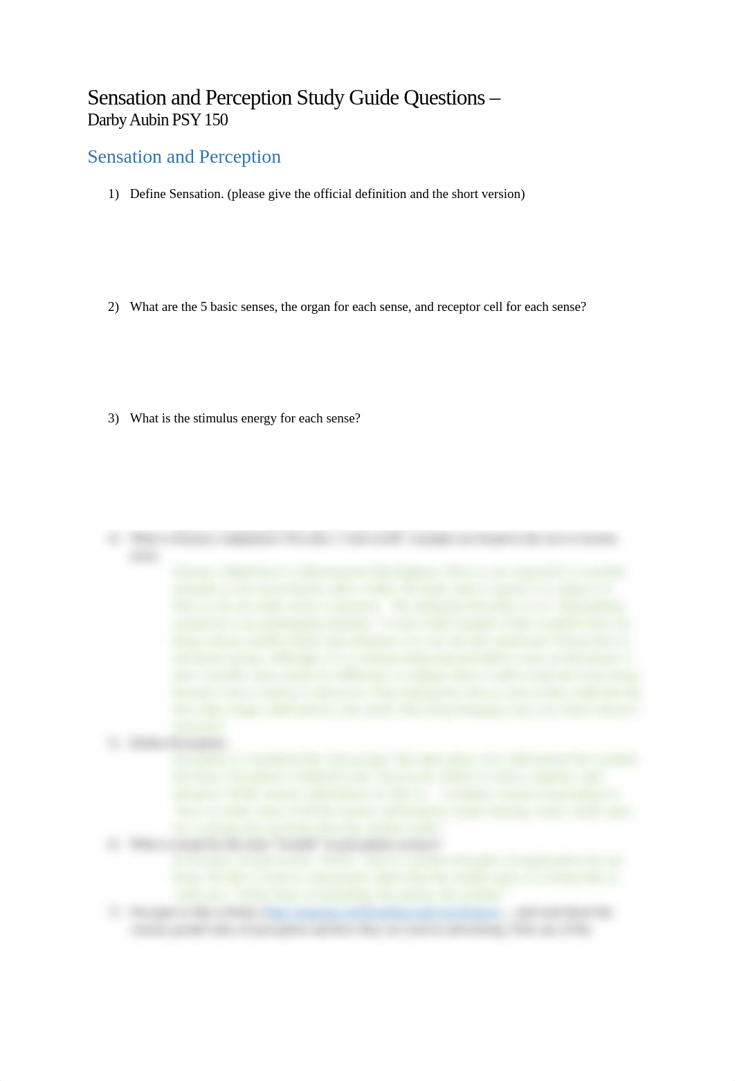 PSY 150 Sensation  and Perception Study Guide Questions Darby Aubin.docx_dwfieknlfyr_page1