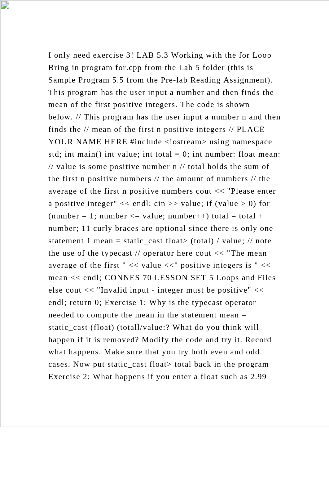 I only need exercise 3! LAB 5.3 Working with the for Loop Bring in p.docx_dwfuv060bcx_page2