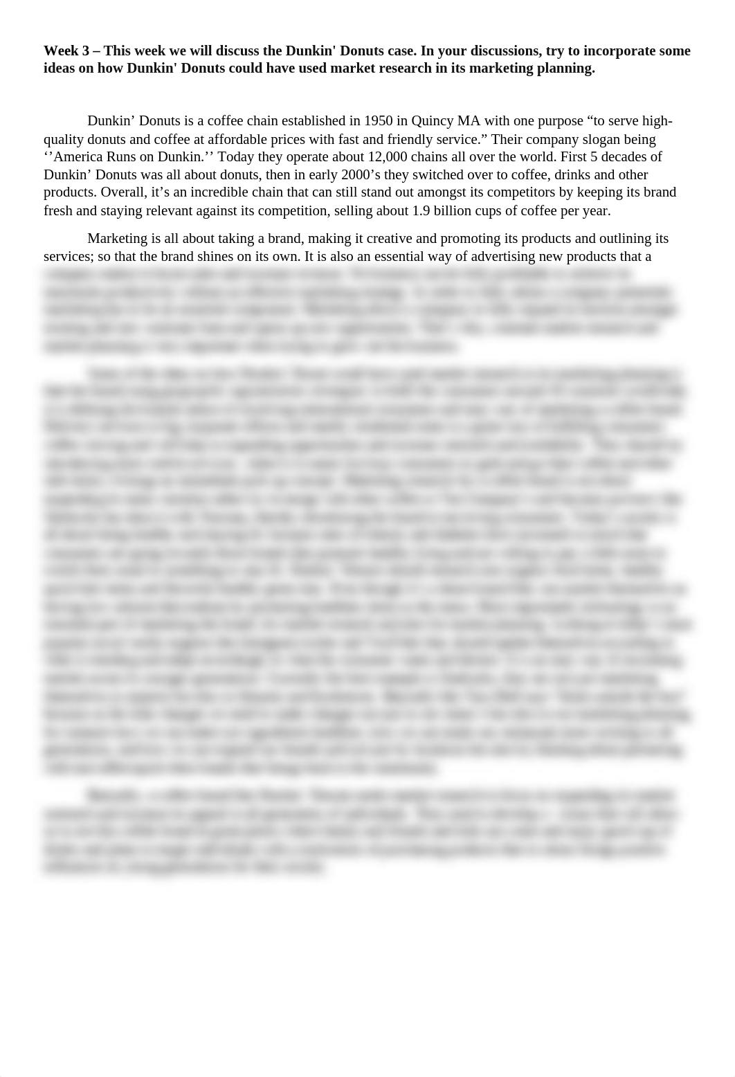 Week 3 - Discussion - Dunkin' Donut management decision case - MKT 5243 - Syeda, Hiba.docx_dwgphefkepk_page1