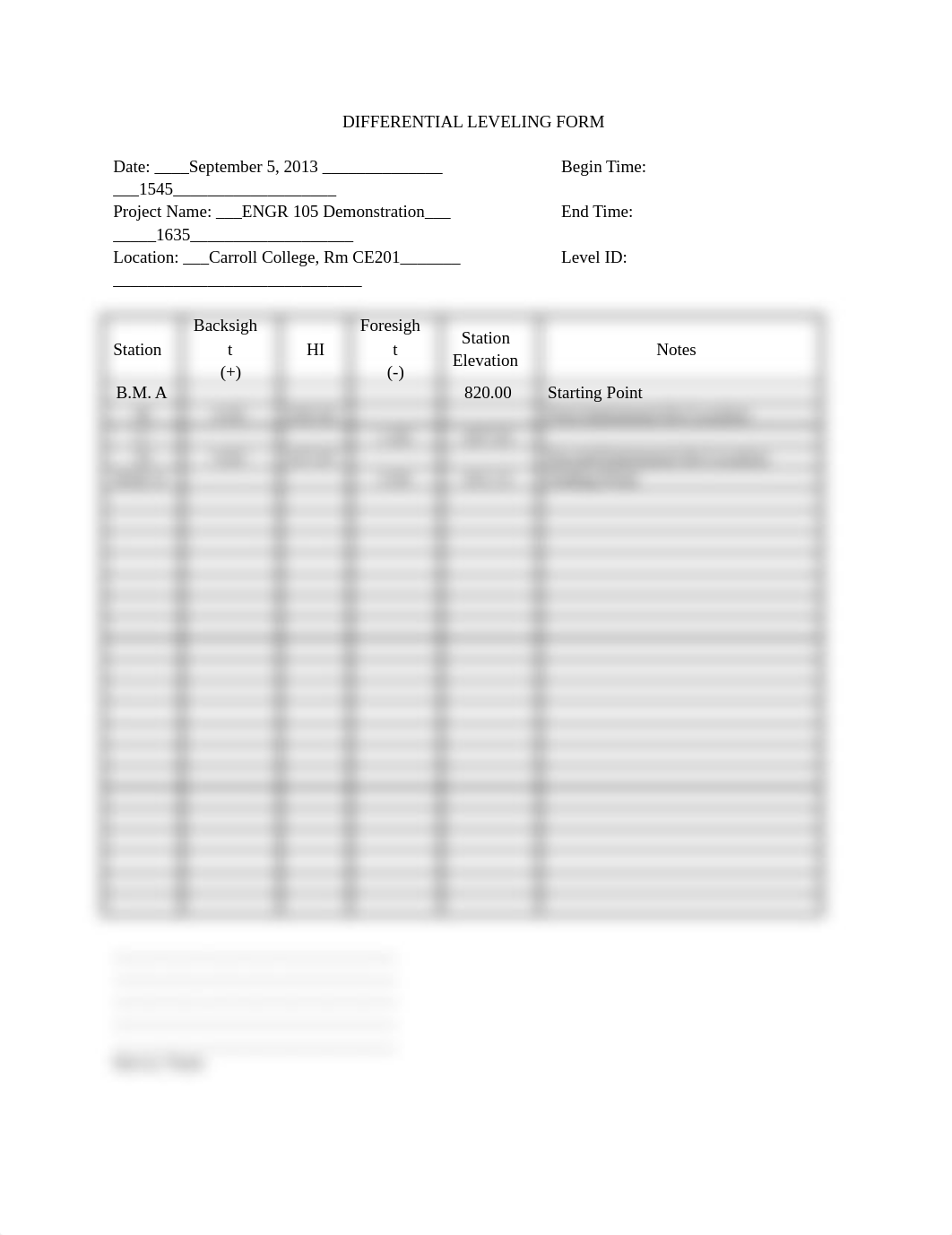 Differential Leveling Form Filled out with class example (1)_dwgujjy5xei_page1