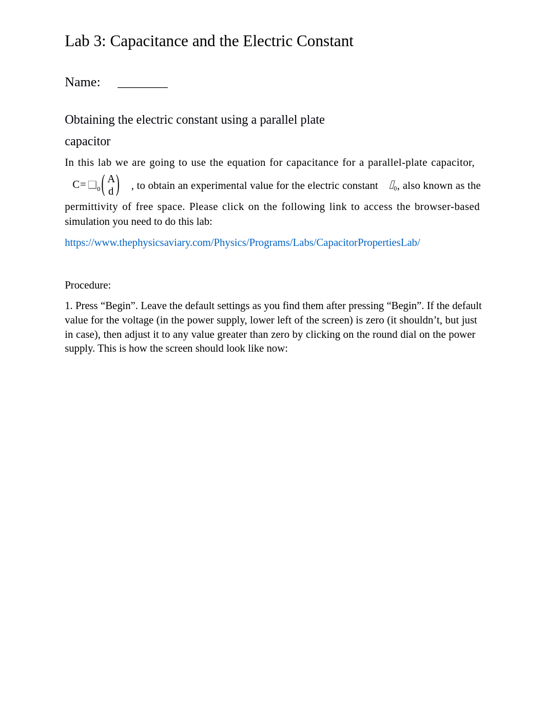 Lab 03 - Capacitance and the Electric Constant.docx_dwieo4aanks_page1