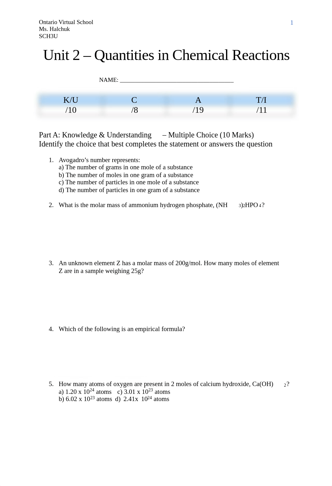 1588714617-Unit 2 - Quantities in Chemical Reactions Test.pdf_dwjoso9yy0n_page1