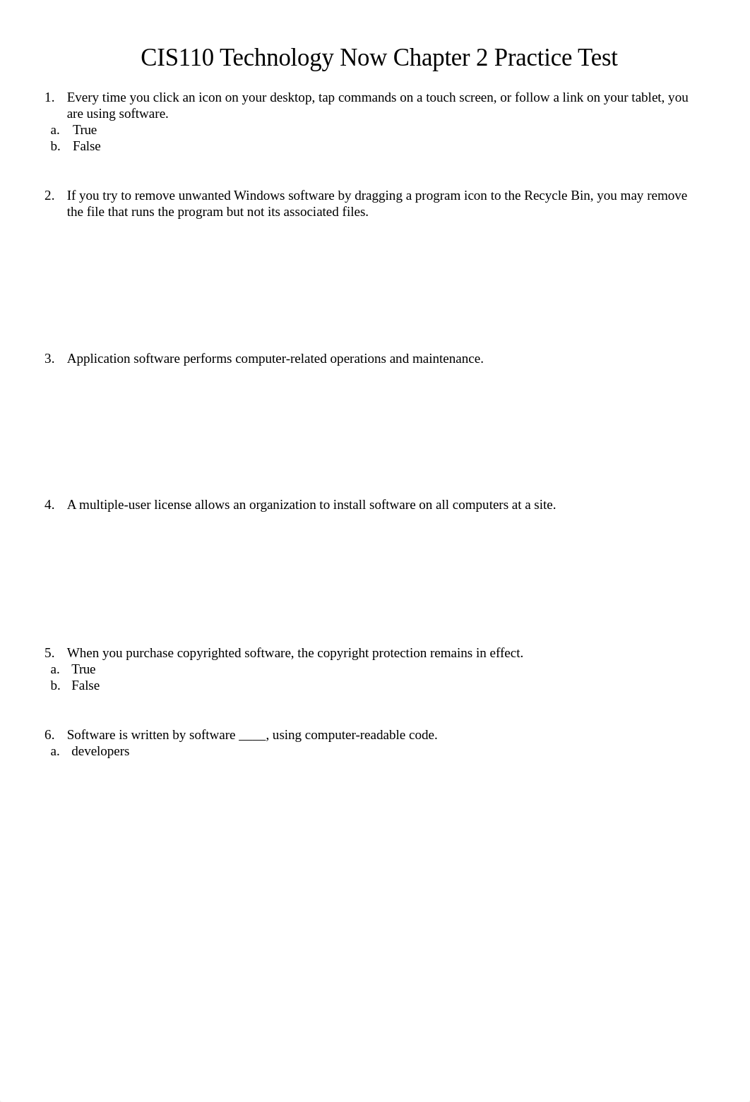 Section 1 CIS 110 Chapter 2 Test Review Practice Questions.docx_dwkqjeotrke_page1