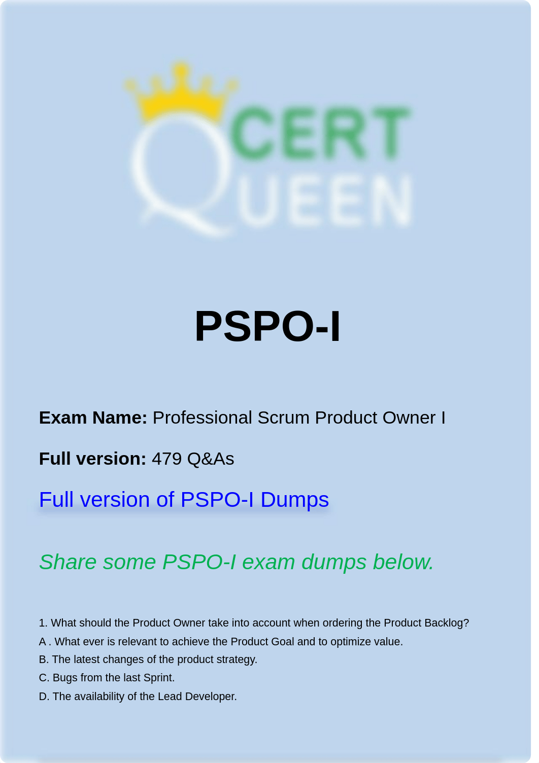 PSPO-I Professional Scrum Product Owner I Actual Questions.pdf_dwl7u4d2rkx_page1