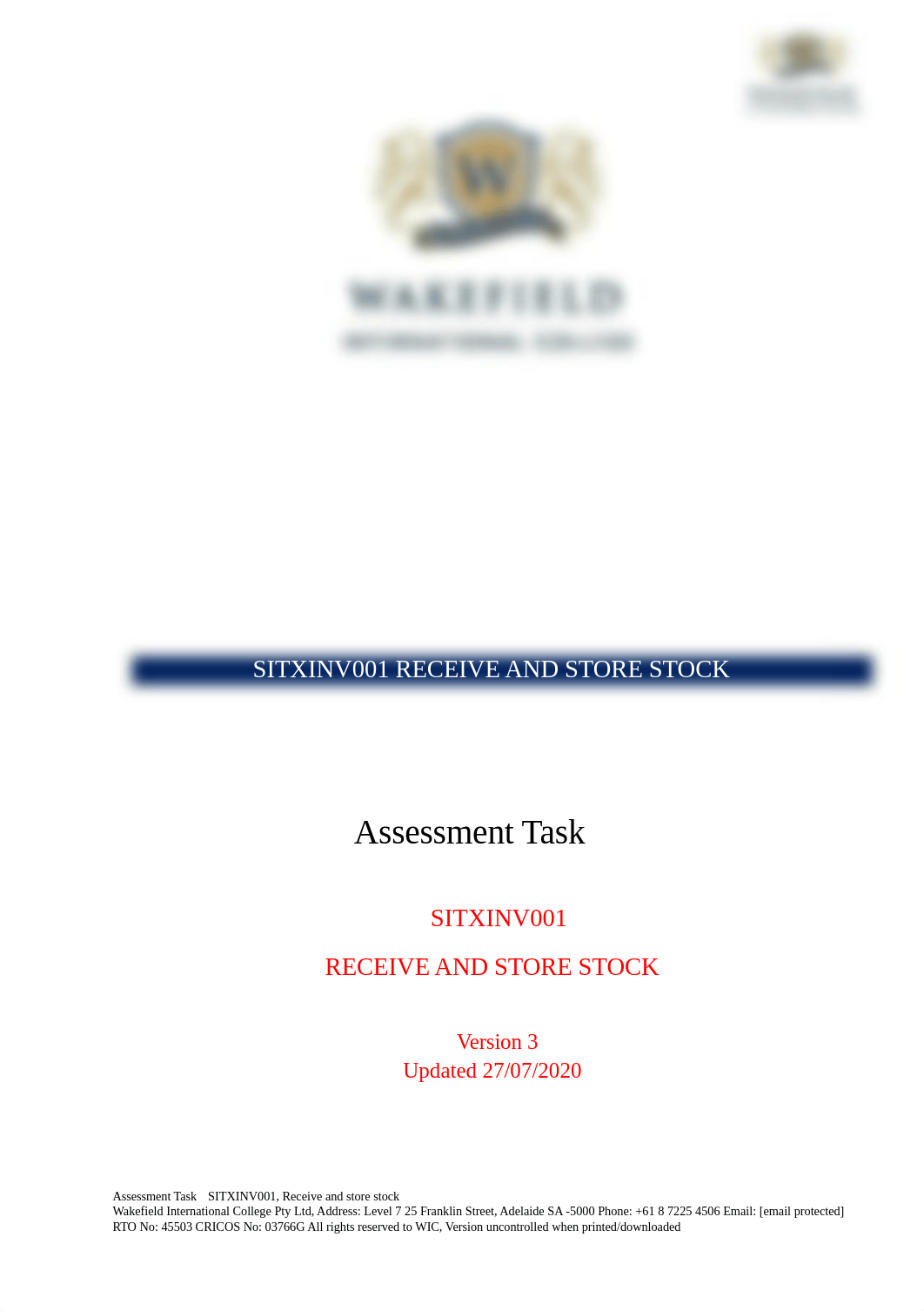 SITXINV001 Assessment Task RECEIVE AND STORE STOCK (2).docx_dwlwrknpwk8_page1