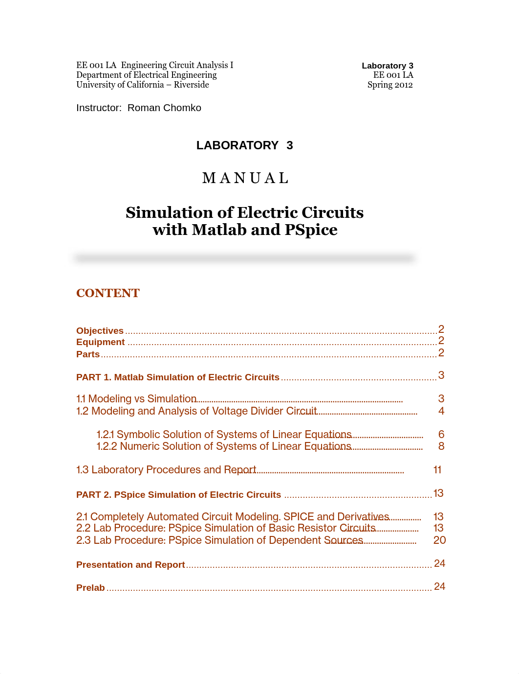 ee001la Lab 3 - Simulation of Electric Circuits with Matlab and PSpice.pdf_dwn12yl088i_page1