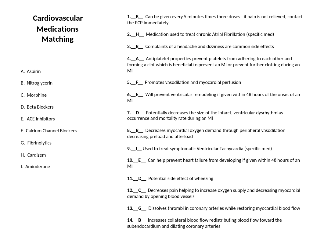 Cardiac Medications matching KEY.doc_dwo7kkpa566_page1