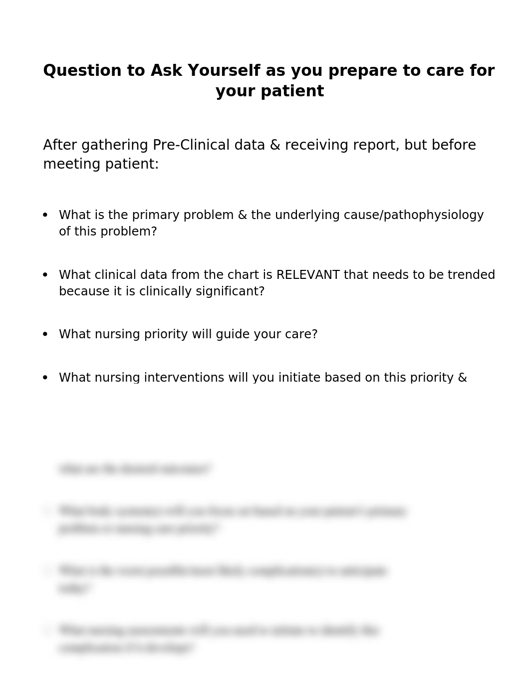 Question to Ask Yourself as you prepare to care for your patient_dwoqmmp14d3_page1