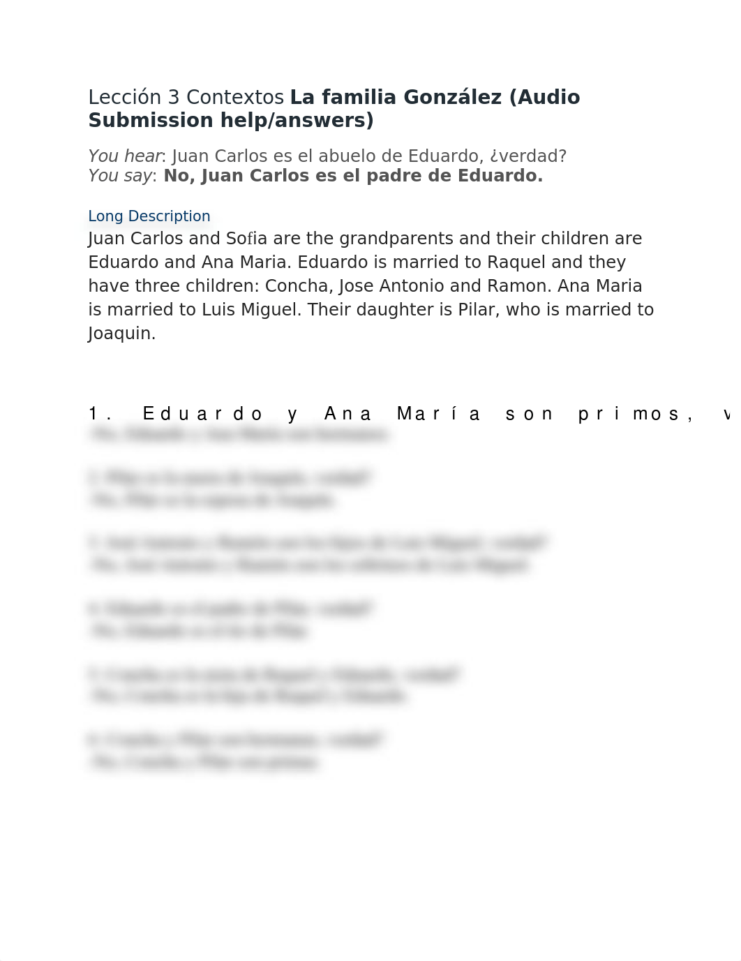 Lección 3 Contextos La familia González (Audio Submission help:answers) w:o graphic .rtf_dwoqqt5xiuw_page1