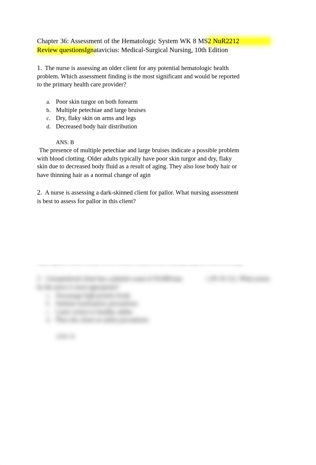 Chapter 36_ Assessment of the Hematologic System WK 8 MS2 NuR2212 Review questionsIgnatavicius_ Medi_dwp7l52krbx_page1