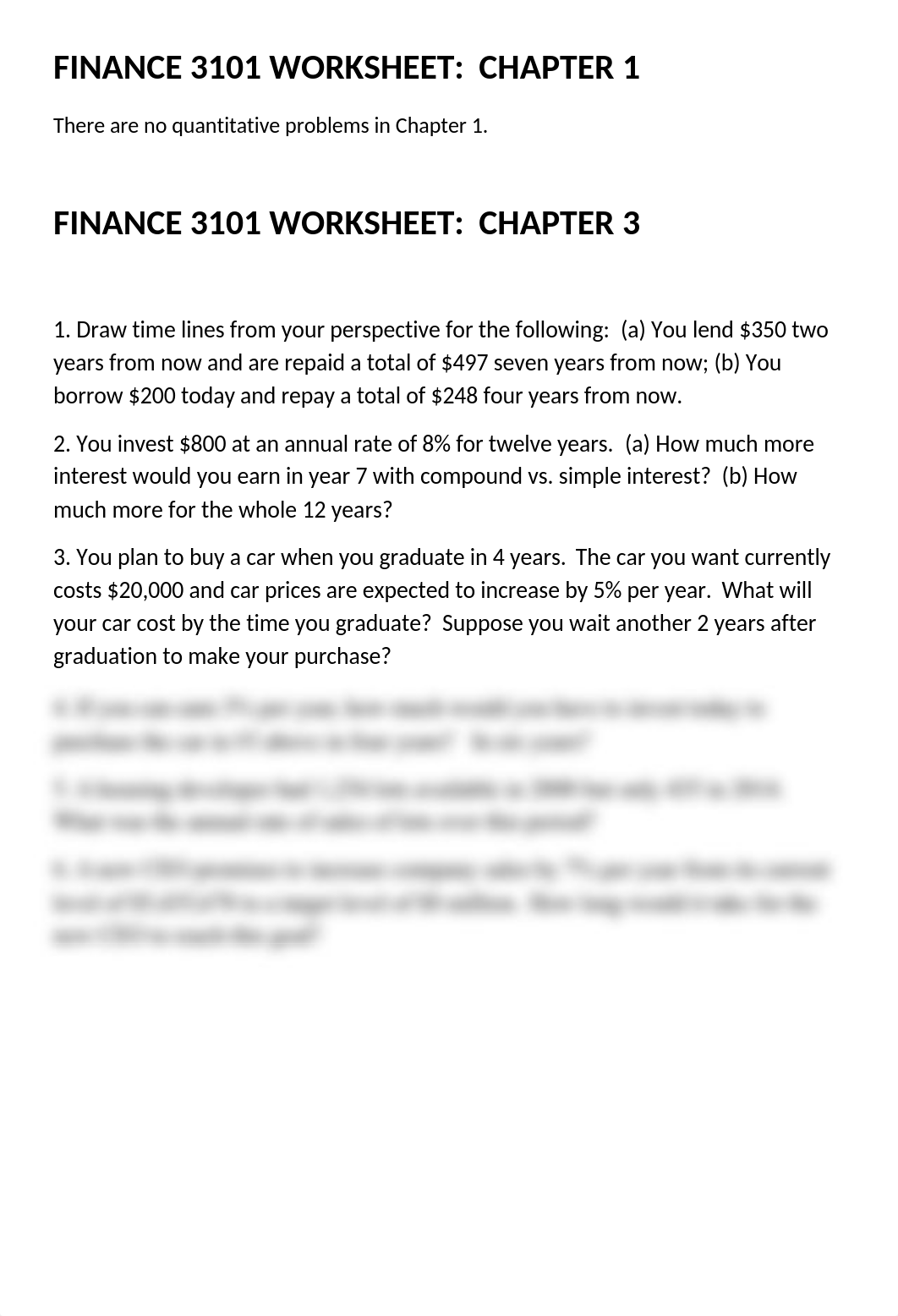 Worksheets Finance 3101 Chapters 1,3,4,5 (3)_dwq3b71h2vo_page1