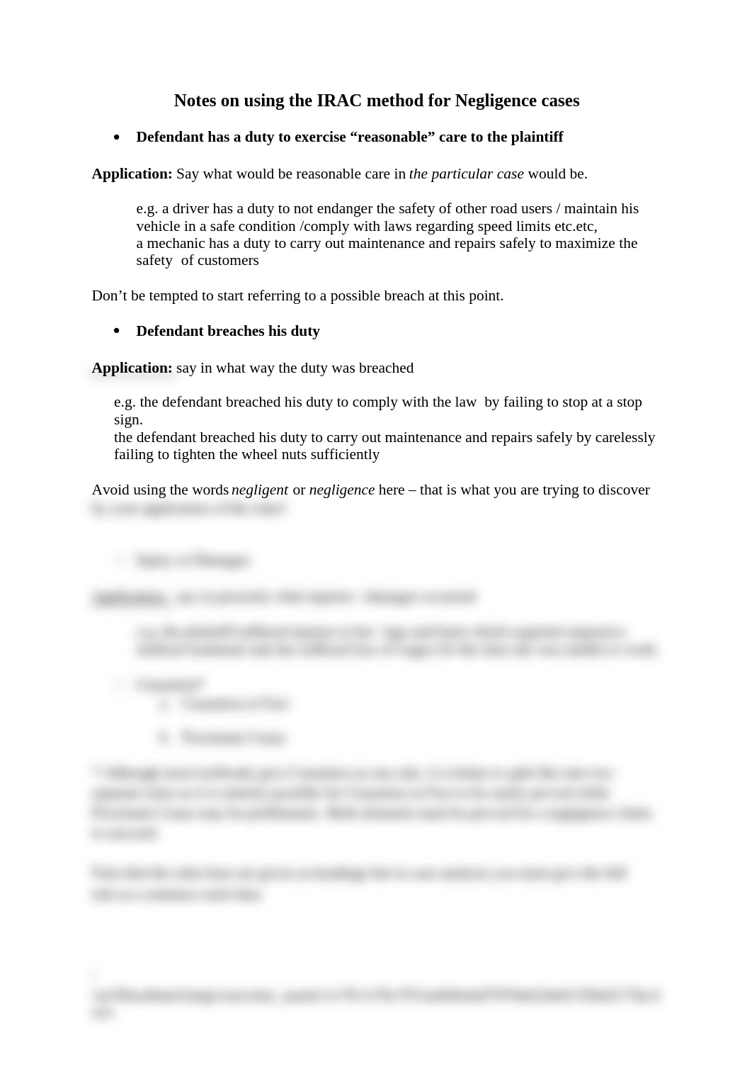 Notes on using the IRAC method for Negligence cases.docx_dwq40wc4854_page1