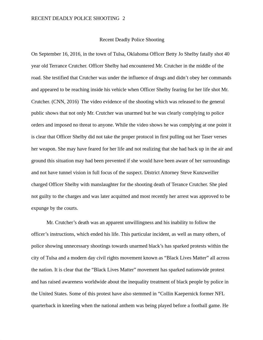 Recent Deadly Police Shooting- Short Paper CRJ 306.docx_dwqcldmc2rv_page2