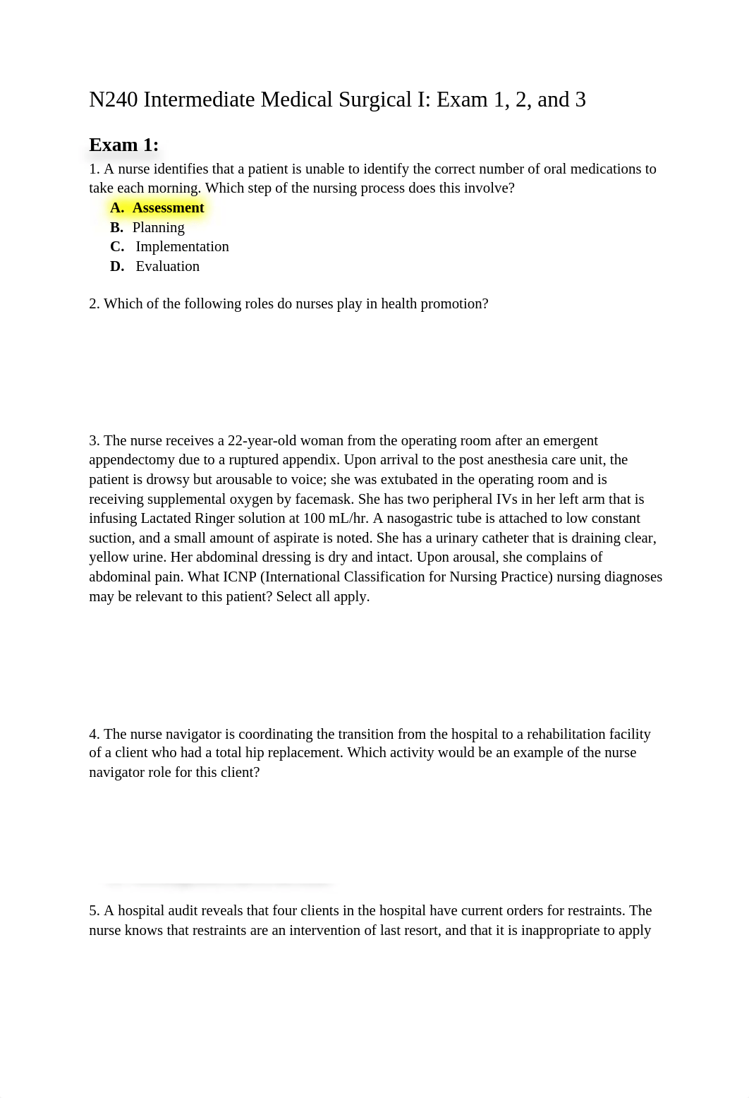 N240 Intermediate Medical Surgical I_ Exam 1, 2, and 3.docx_dwr8e9lhg9i_page1