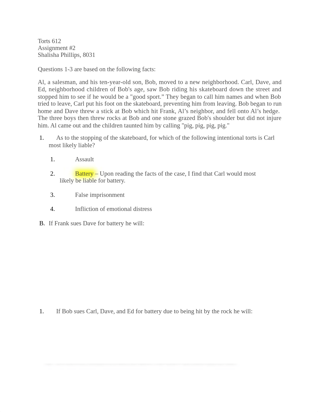 Torts 612, Assignment # 2, Phillips, 8031.docx_dwre9yq7x1v_page1