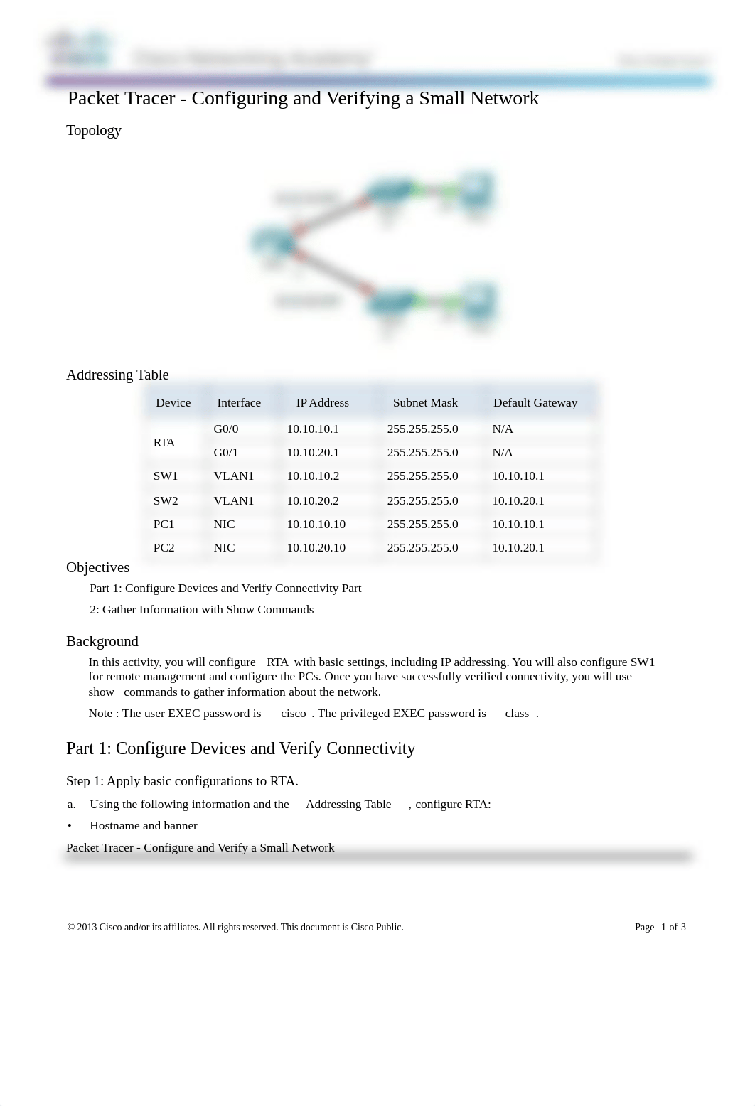 4.1.4.5 Packet Tracer - Configuring and Verifying a Small Network Instructions_dwrhqp0us0b_page1