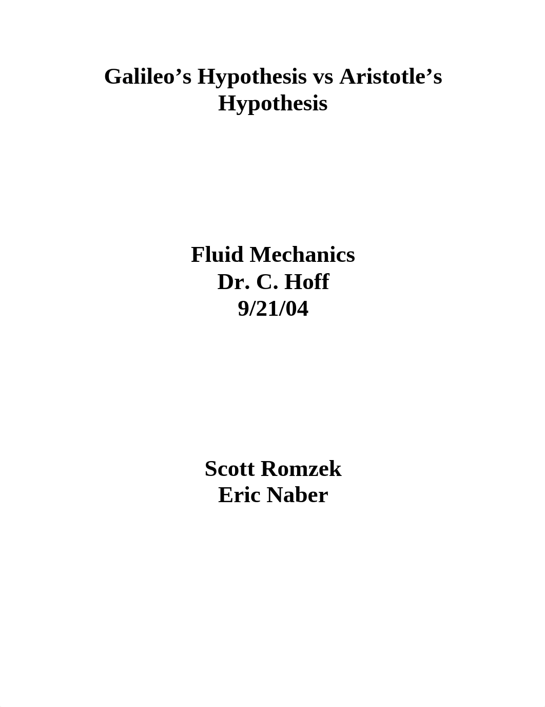 Galileo's Hypothesis vs Aristotle's Hypothesis Project_dwrm3owf7du_page1