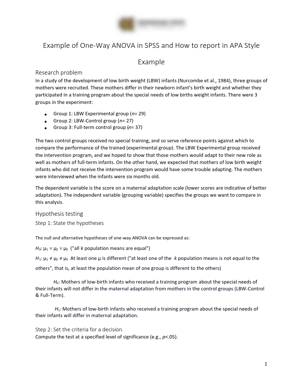 Example of One-Way ANOVA in SPSS and How to report in APA Format.pdf_dwrru42jfb4_page1