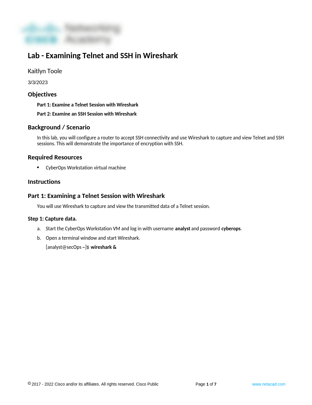 21.2.12 Lab - Examining Telnet and SSH in Wireshark-cst315.docx_dwryx1jg0yt_page1