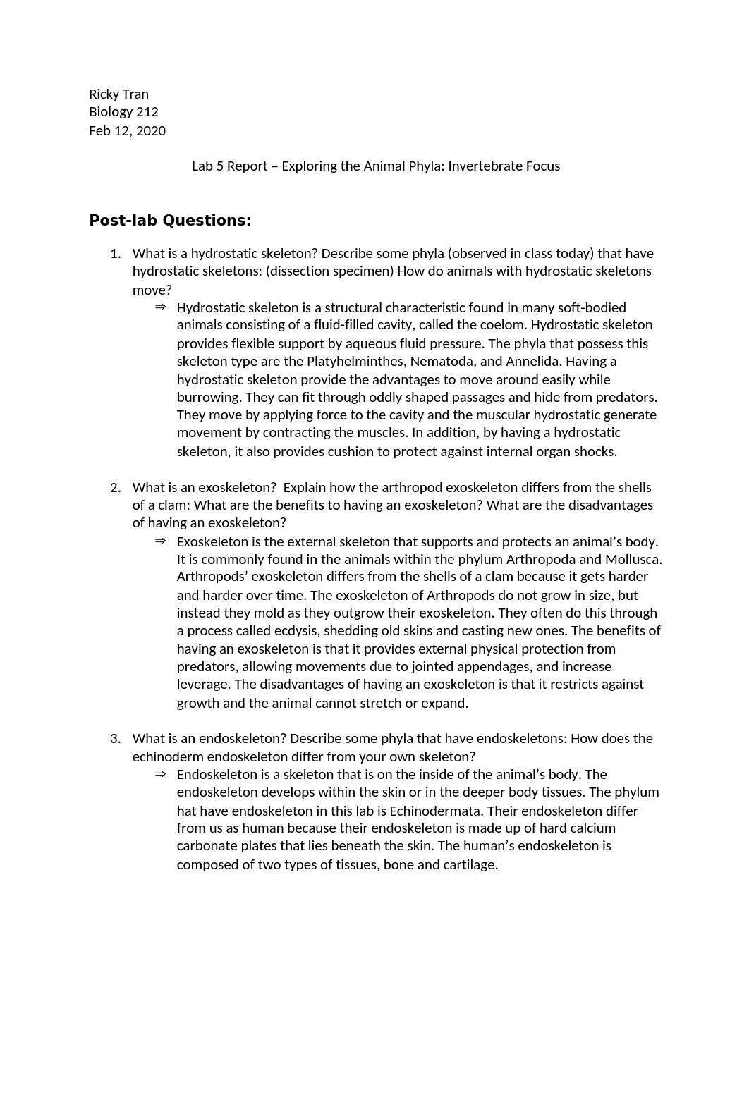 Lab 5 Report - Exploring the Animal Phyla Invertebrate Focus.docx_dwsgfcf2wec_page1