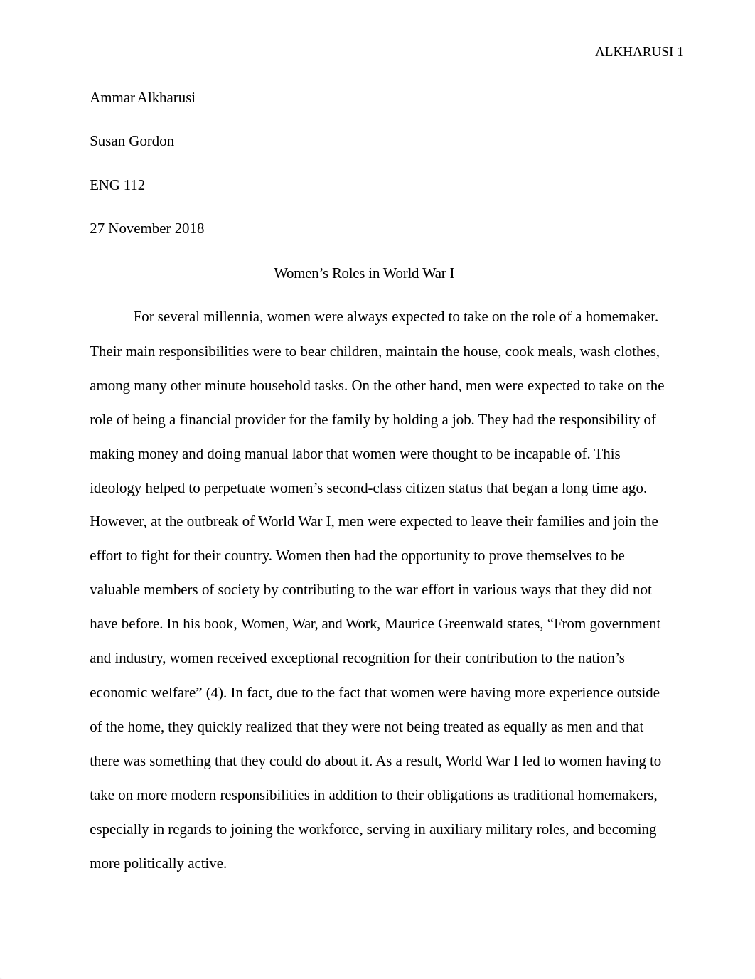 research paper(Women's Roles in World War I).docx_dwssdej7s9t_page1