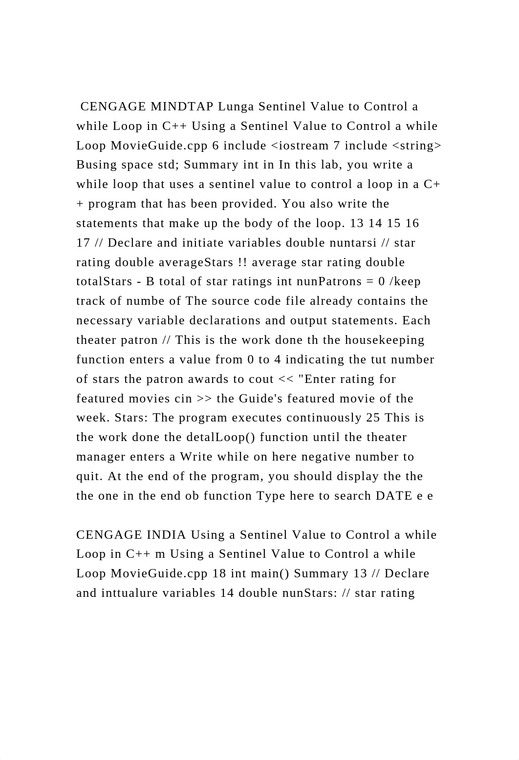 CENGAGE MINDTAP Lunga Sentinel Value to Control a while Loop in C.docx_dwtmlmz42ti_page2