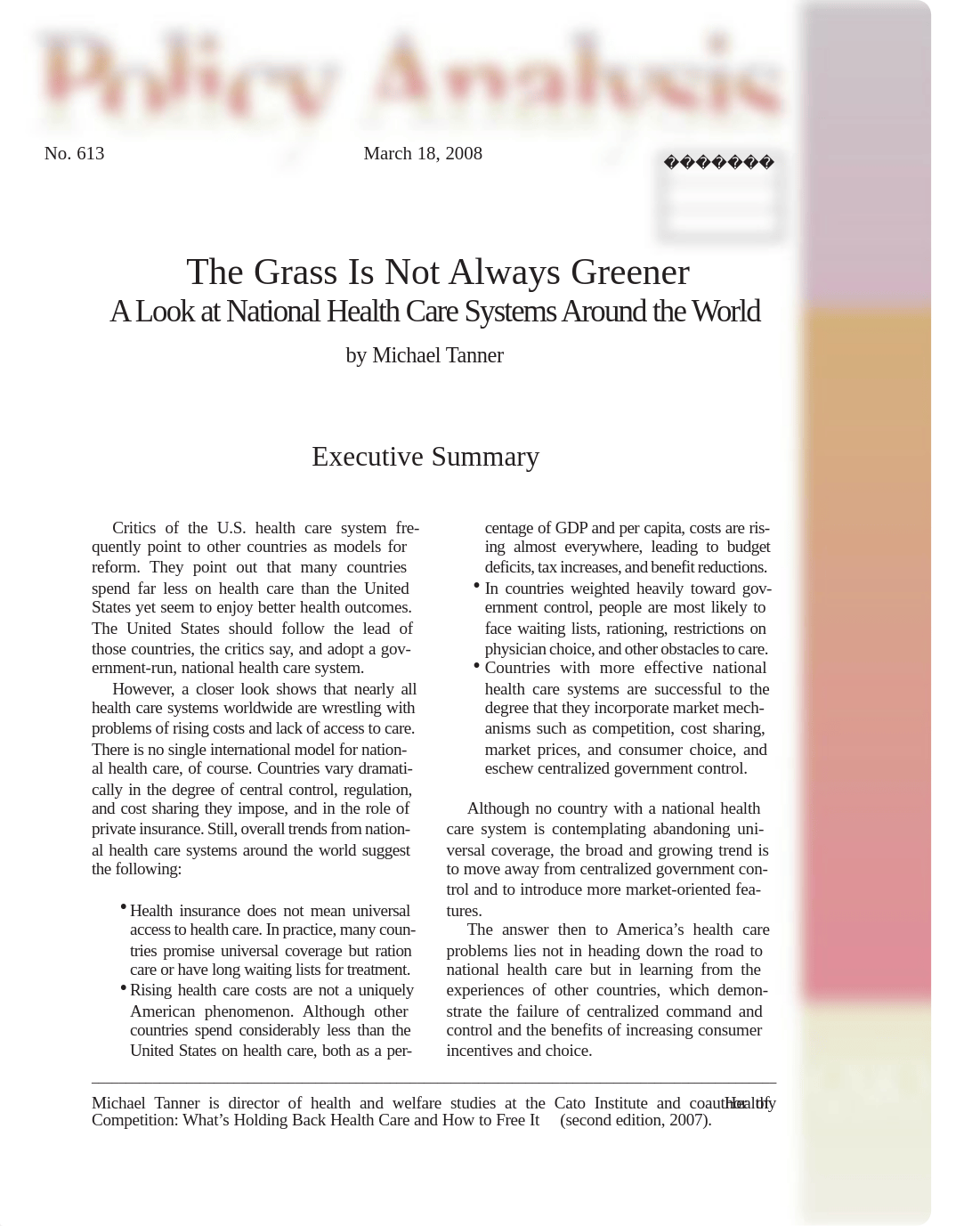 Tanner 2008 Cato Institute health care systems around the world.pdf_dwu3fm8h7b9_page1