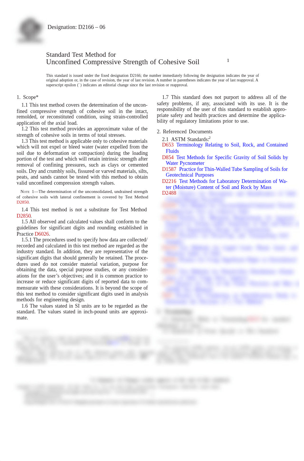 ASTM D2166-06 - Unconfined Compressive Strength of Cohesive Soils.pdf_dwvga5kpb31_page1