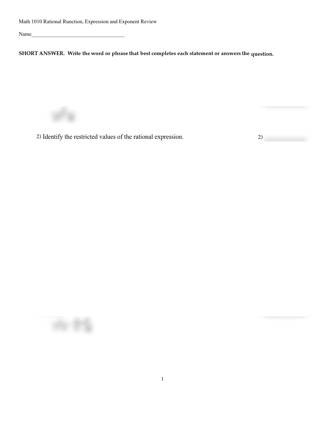Rational Functions, Expressions, Exponents, and Radicals Review.pdf_dwvxy95etwz_page1