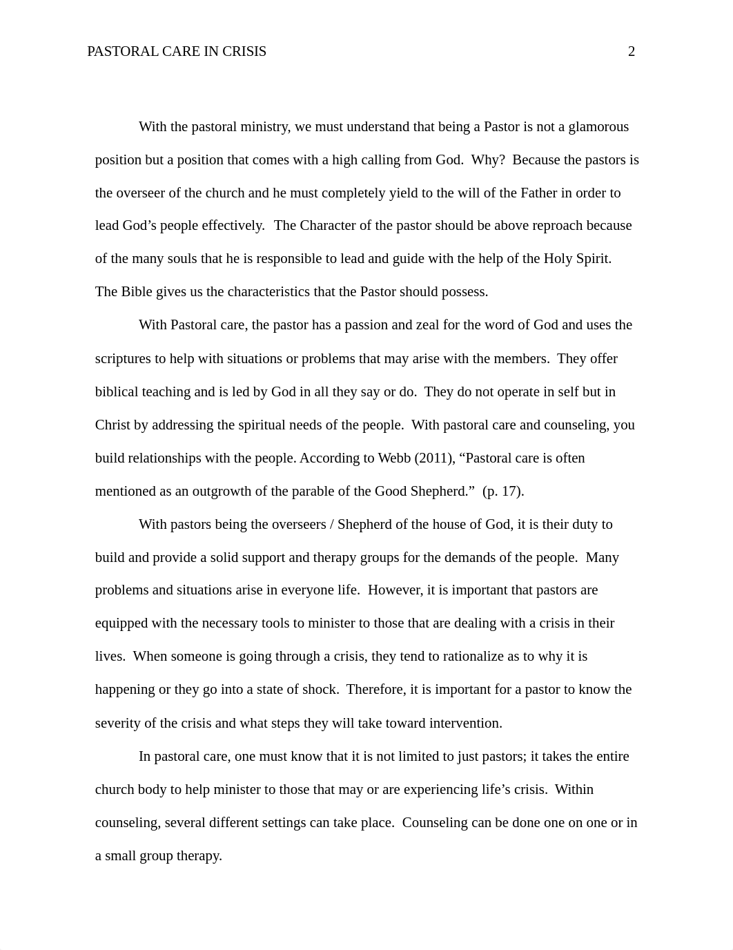 Darla White - Week 1 -Pastoral Care in Crisis Paper.docx_dww00ukte9m_page2