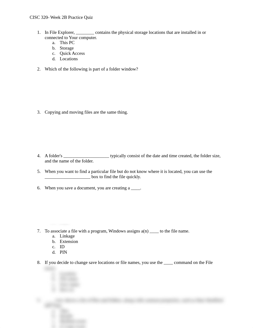 CISC 320 _ Week 2B, Pre-Quiz Study Guide-1 -.pdf_dwyqjawr861_page1