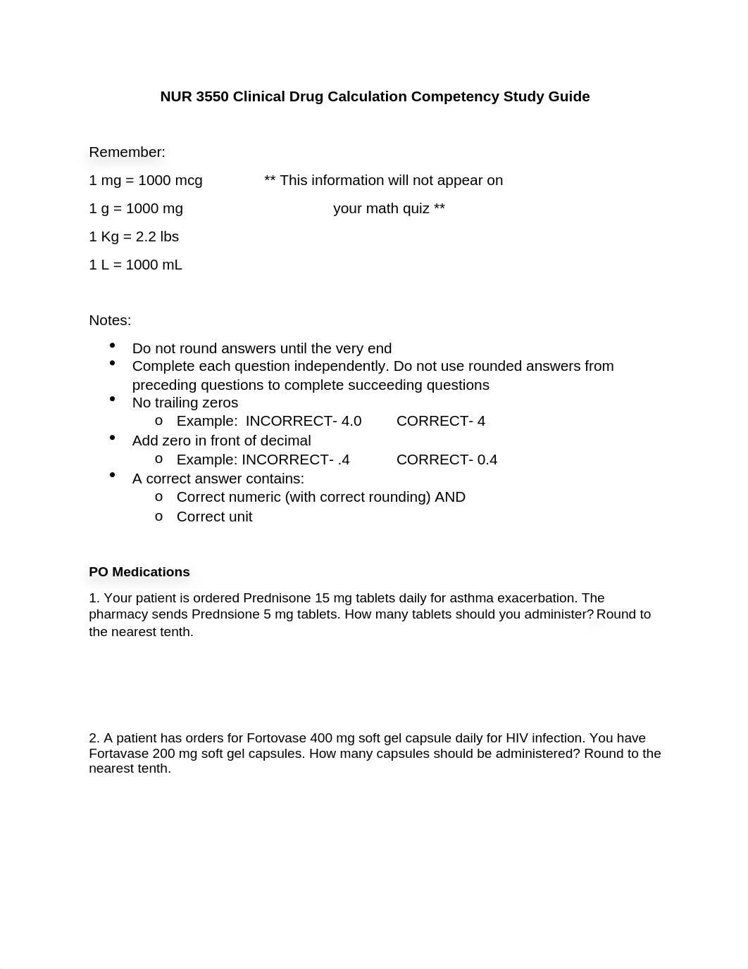 NUR 3550 Math Quiz Study Guide (1).docx_dwyqjqf61wb_page1