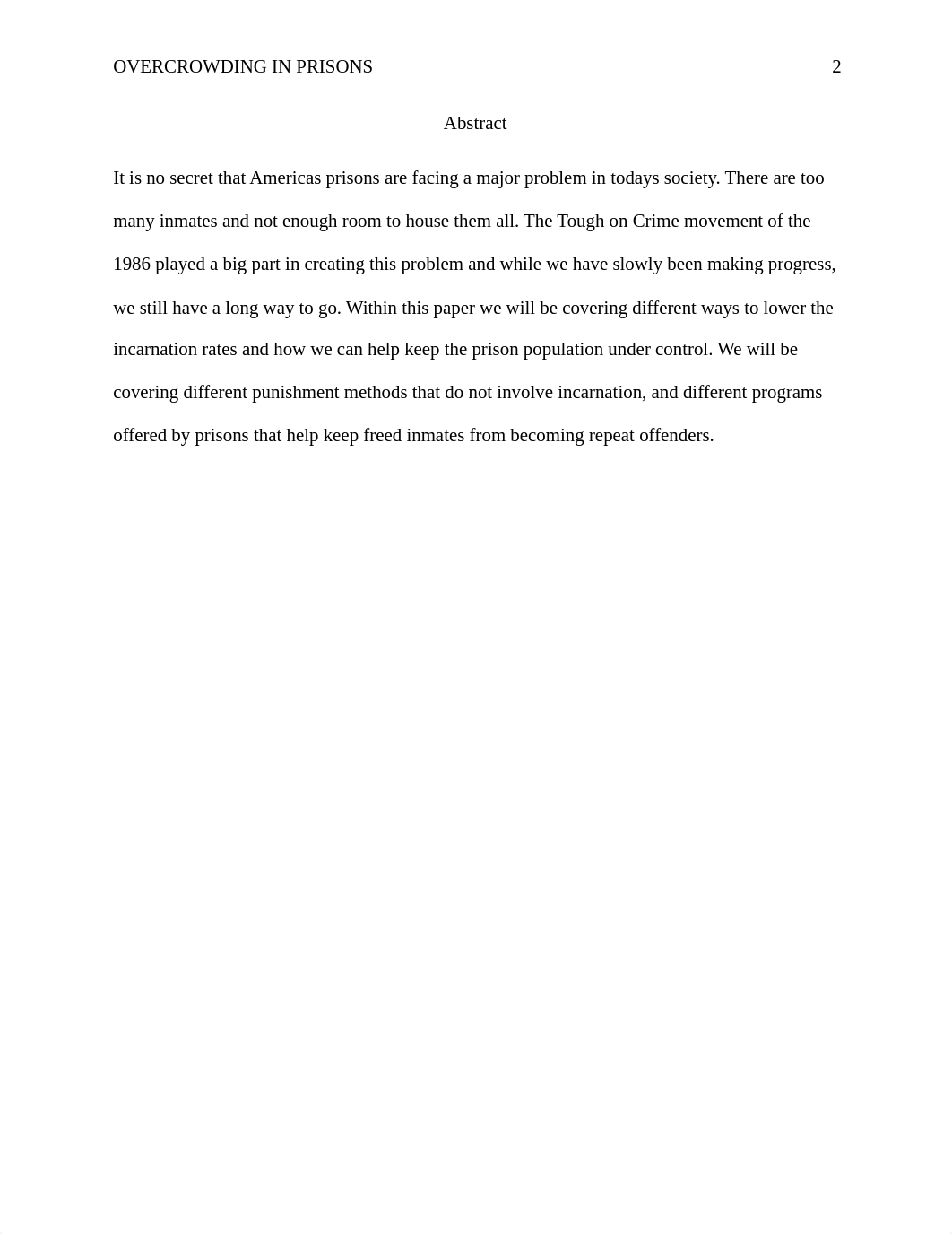 The Problem Facing Our Prisons Today, Overcrowding in Prisons. .docx_dwyre8dvldr_page2