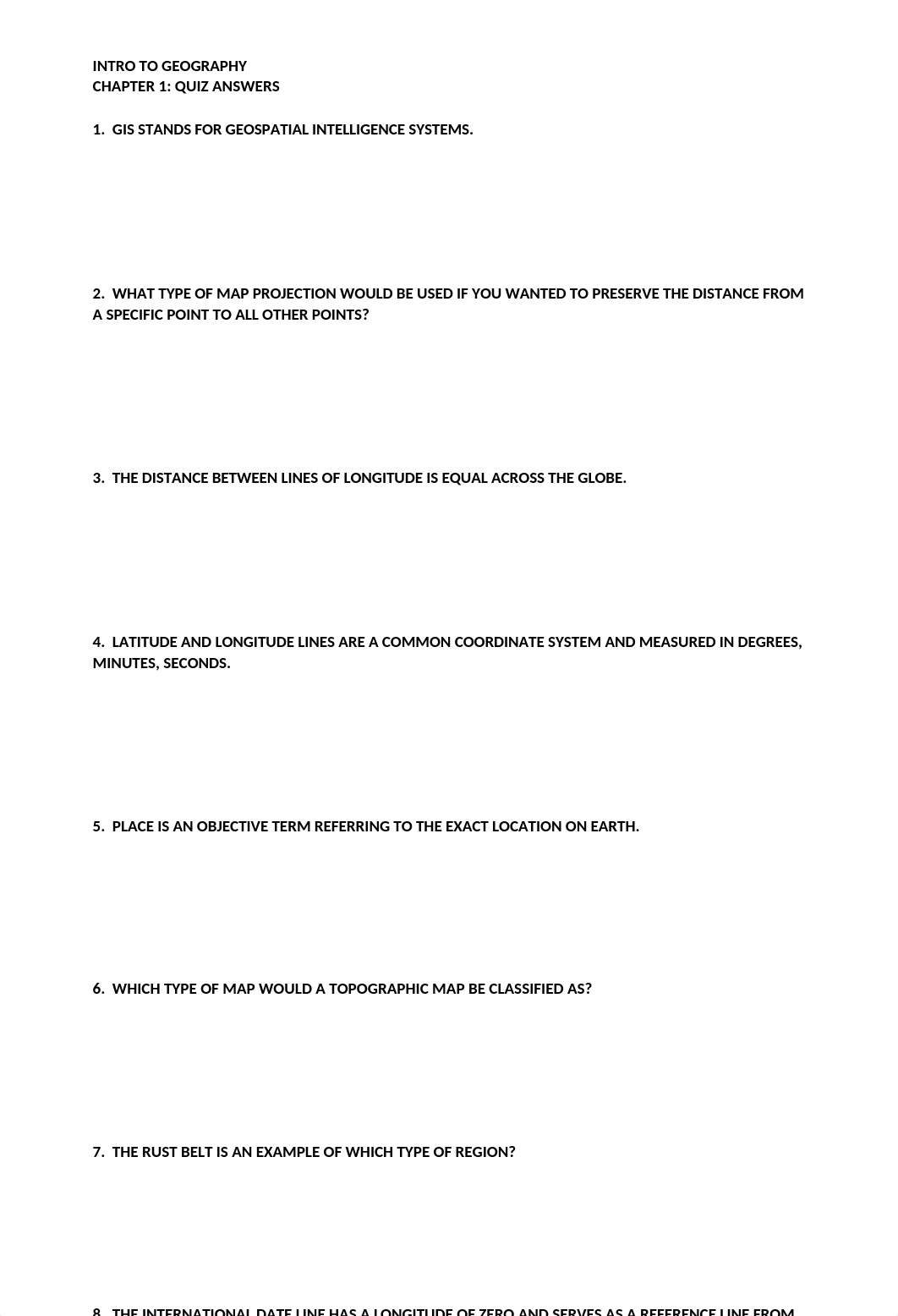 INTRO TO GEOGRAPHY-CHAPTER 1 QUIZ ANSWERS.docx_dwz1ersbbif_page1