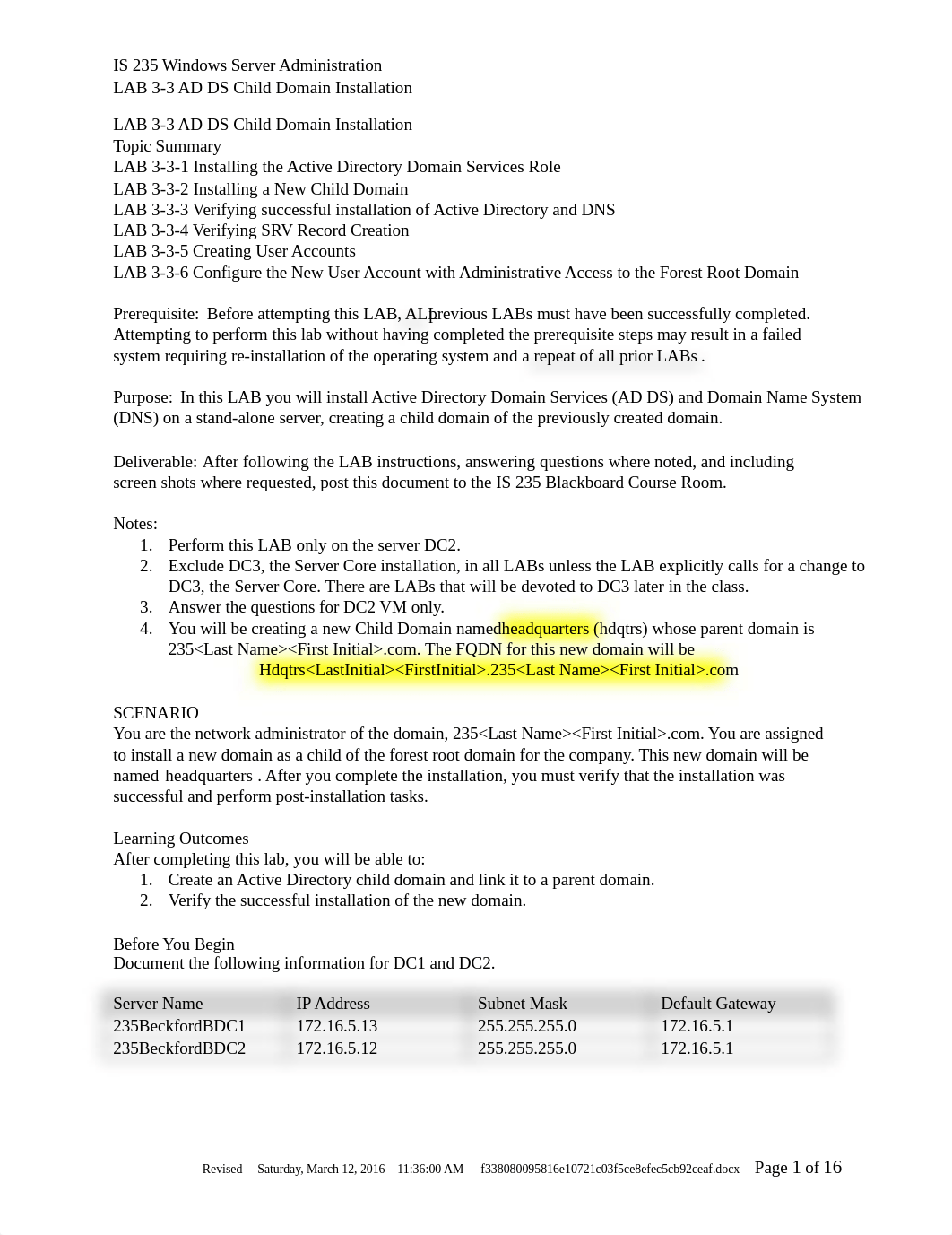 235 LAB 3-3 AD DS Child Domain Installation Sp16 v2_dx00845qmsx_page1