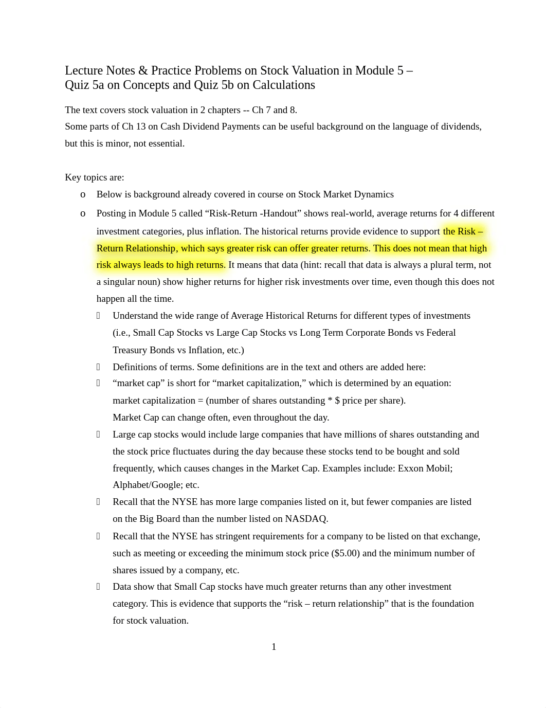 3301 Lecture Notes and Practice Problems on Stock Valuation ch 7, 8 Sp 2019.docx_dx0702fedt1_page1