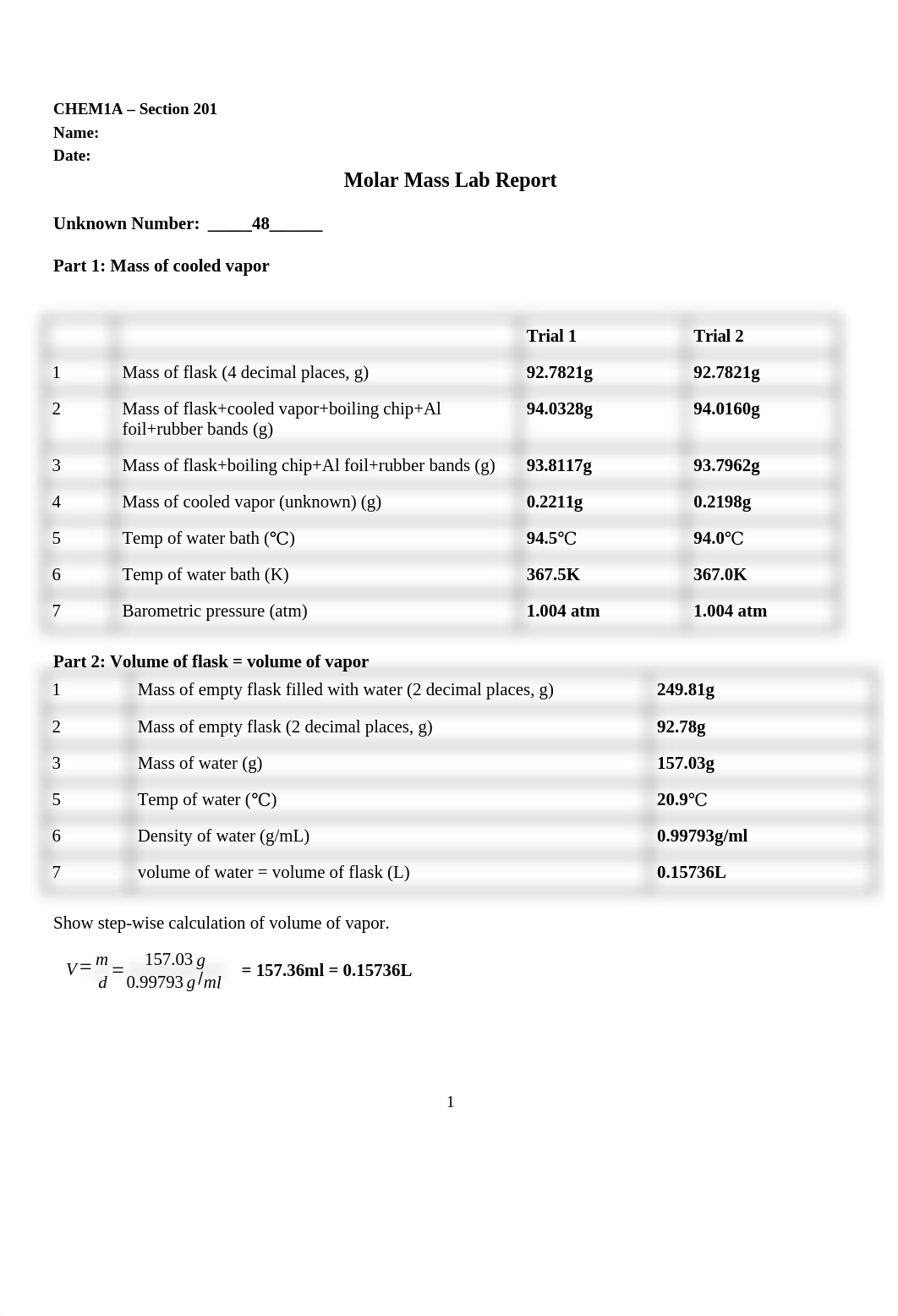 CHEM1A Molar Mass Lab Report Template.docx_dx13vs8h7e4_page1