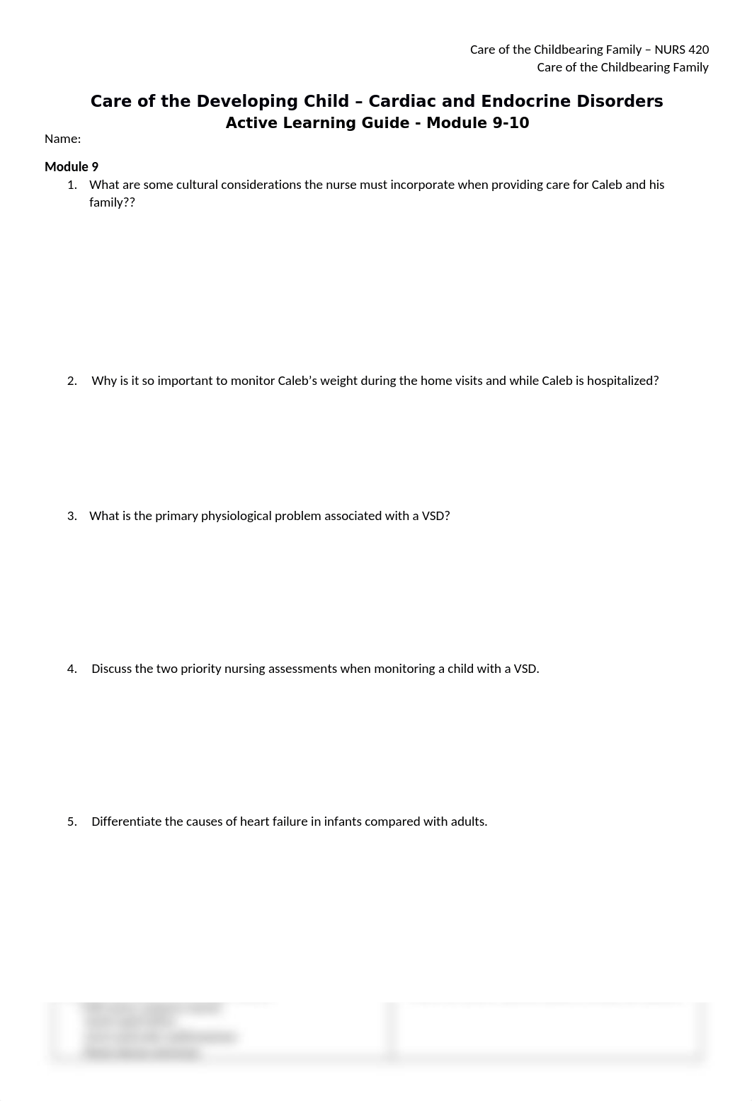 Care of the Developing Child - Cardiac and Endocrine Disorders - Active Learning Guide - Module 9-10_dx1lfgz996x_page1