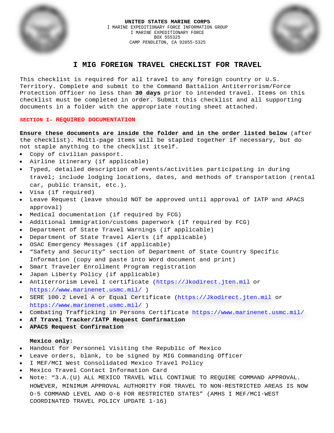 I MIG Foreign Travel Checklist_Travel.docx_dx3eiktuqg6_page1