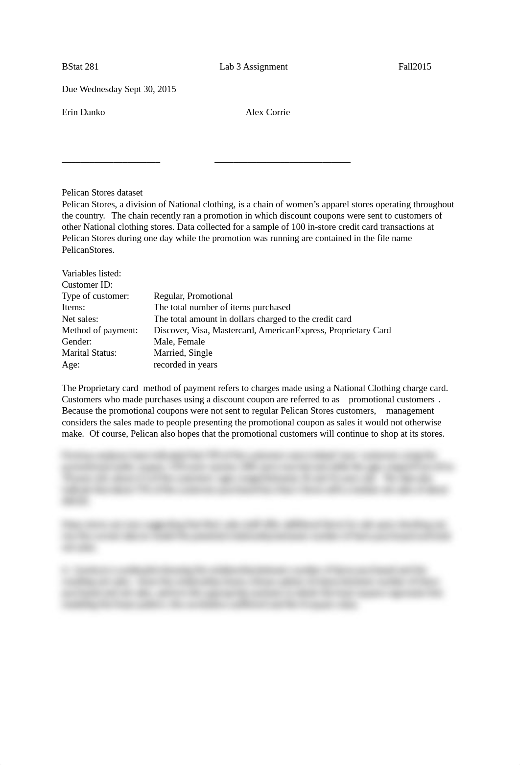 BStat 281 Lab III Assignment Regression with pelican stores data_dx3nf5peu4m_page1