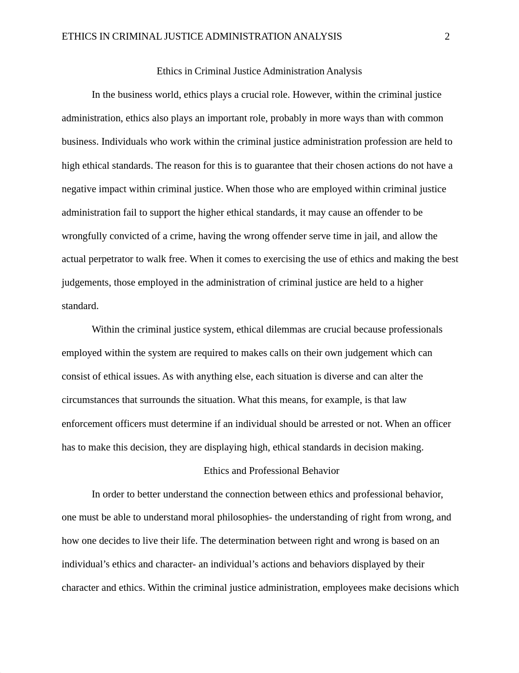 Ethics in Criminal Justice Administration Analysis Paper.docx_dx5k4iquxxc_page2