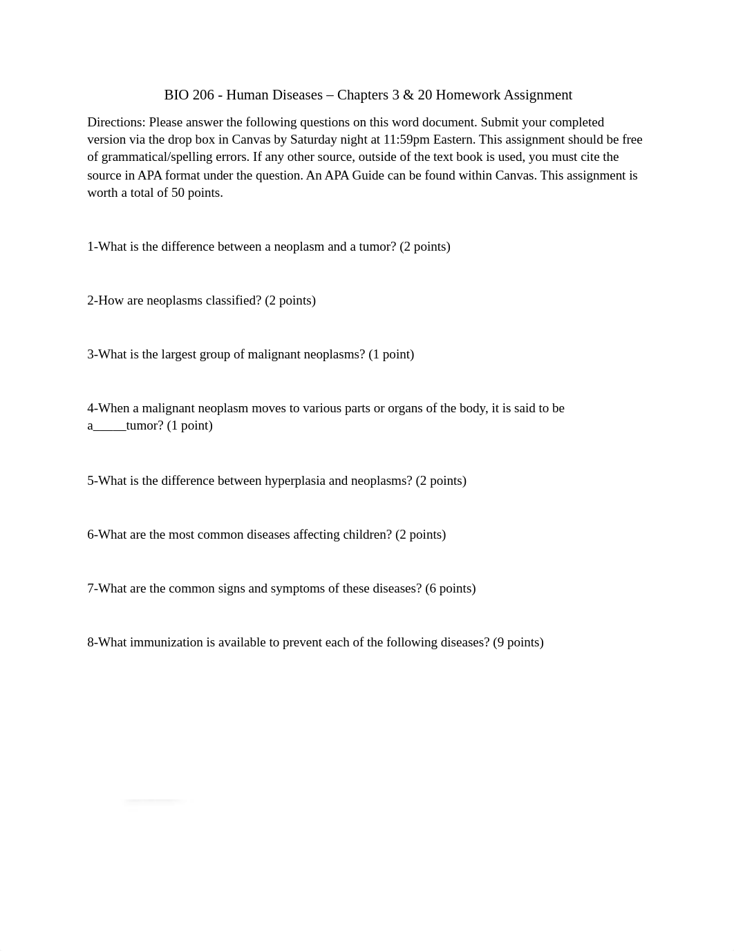 BIO 206 - Week 9 - Chapters 3 & 20 Homework Assignment -1.docx_dx5m3mck8j8_page1